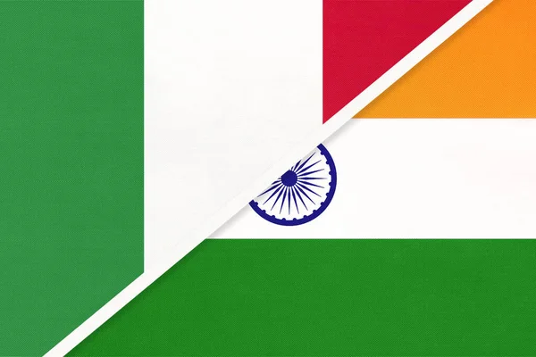 Olaszország Vagy Olasz Köztársaság India Textilből Készült Két Nemzeti Zászló — Stock Fotó