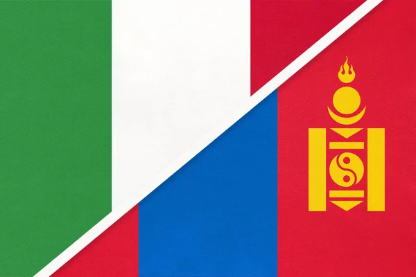Itálie Nebo Italská Republika Mongolsko Symbol Dvou Národních Vlajek Textilu — Stock fotografie