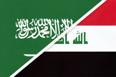 Suudi Arabistan ve Irak, tekstil ulusal bayraklarının sembolü. İki Asya ülkesi arasındaki ilişki, ortaklık ve şampiyonluk.