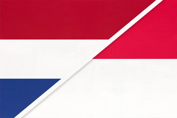 Нідерланди Голландія Монако Символ Національних Прапорів Текстилю Відносини Партнерство Чемпіонат — стокове фото
