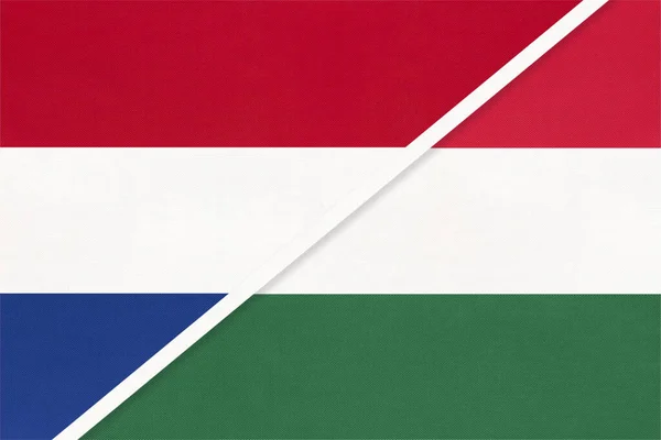 Países Bajos Holanda Hungría Símbolo Banderas Nacionales Textiles Relación Asociación —  Fotos de Stock