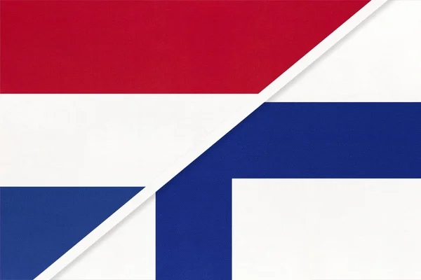 Hollandia Hollandia Finnország Textilből Készült Nemzeti Zászlók Szimbóluma Kapcsolat Partnerség — Stock Fotó