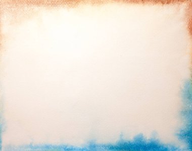 Eski beyaz kağıdın dokusu, buruşuk arka plan. Mavi ve kahverengi çerçeveli ve kenarlı klasik bej grunge yüzey arkaplanı. Eskrim retro kartonu ve vignette yapısı.