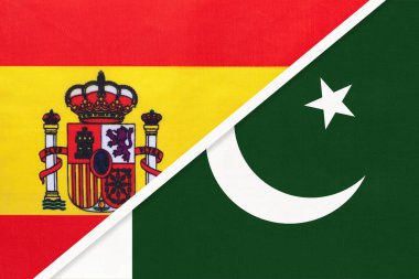 İspanya ve Pakistan, tekstil sektöründen iki ulusal bayrağın sembolü. Avrupa ve Asya ülkeleri arasındaki ilişki, ortaklık ve şampiyonluk.
