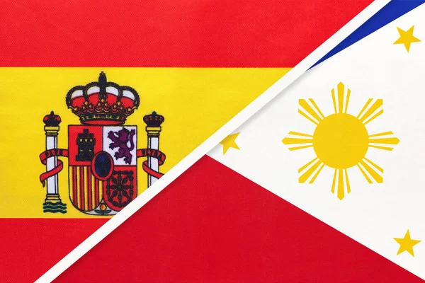 España Filipinas Símbolo Dos Banderas Nacionales Textil Relación Asociación Campeonato — Foto de Stock