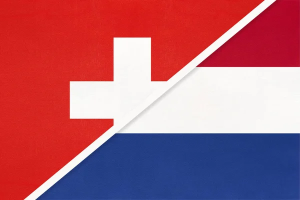 Svájc Vagy Svájci Államszövetség Hollandia Vagy Hollandia Textilből Készült Nemzeti — Stock Fotó