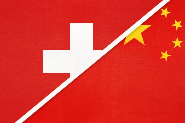 Швейцарія Або Швейцарська Конфедерація Китай Або Кнр Символ Національних Прапорів — стокове фото