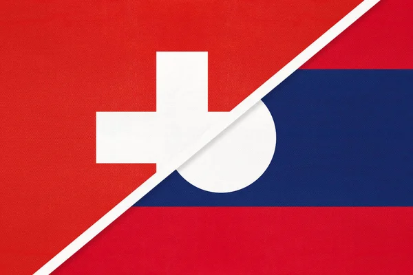 Switzerland Swiss Confederation Laos Symbol National Flags Textile Relationship Partnership — Stock Photo, Image