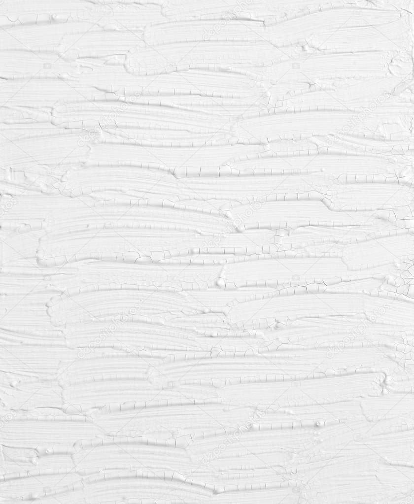 The texture of the paint is white. Retro style wall with plaster. Background for wallpaper is old.