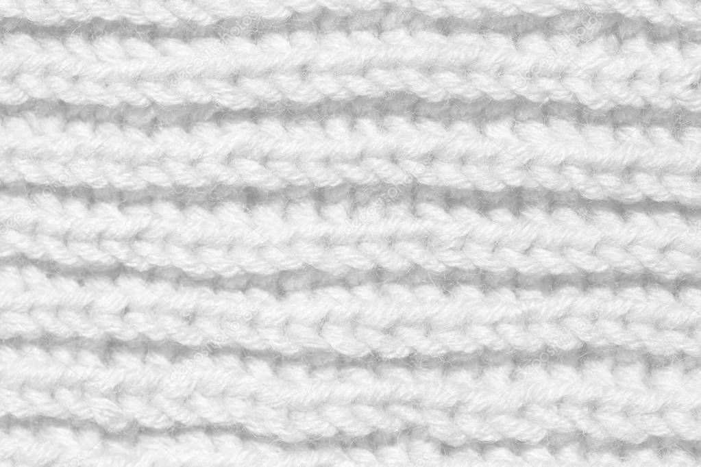 Texture knitted white cloth. Handmade.