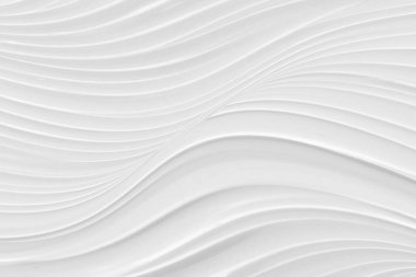 Beyaz zemin 3 boyutlu, muhteşem bir soyut dizayn ile dalga elementleri, modern duvar kağıdı tarzında çizgilerin dokusu. Düğün töreni ya da iş sunumu için açık gri şablon.