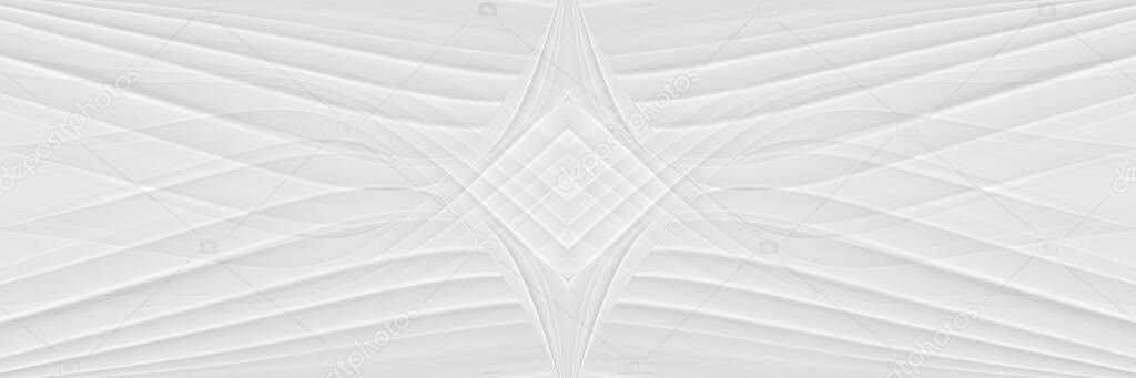 White background 3 d with elements of waves in a fantastic abstract design, the texture of the lines in a modern style for wallpaper. Light gray template for wedding ceremony or business presentation.