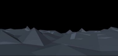 Uzay manzarası üzerinde uçmak. 3D buz fütürist manzara.