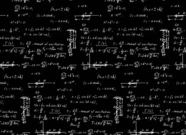 Fyzika Bezešvé Vzor Rovnicemi Čísla Schémata Vzorce Další Výpočty Tabuli — Stockový vektor