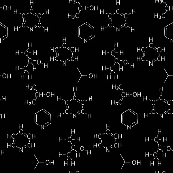 Chemische Formule Contouren Schoolbord Vector Hand Getekend Naadloos Patroon Wetenschappelijke — Stockvector