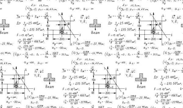 Физика Бесшовная Закономерность Уравнениями Фигурами Схемами Формулами Другими Расчетами Доске — стоковый вектор