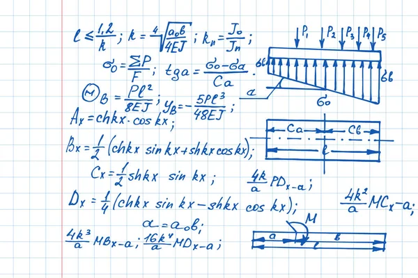 Физические Уравнения Диаграммы Формулы Рабочей Тетради Векторная Ручная Иллюстрация Образование — стоковый вектор