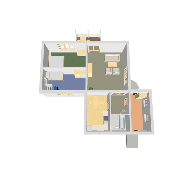 Floor Plan Vector Blueprint Apartment Interior Colorful Architectural Design — Stock Vector
