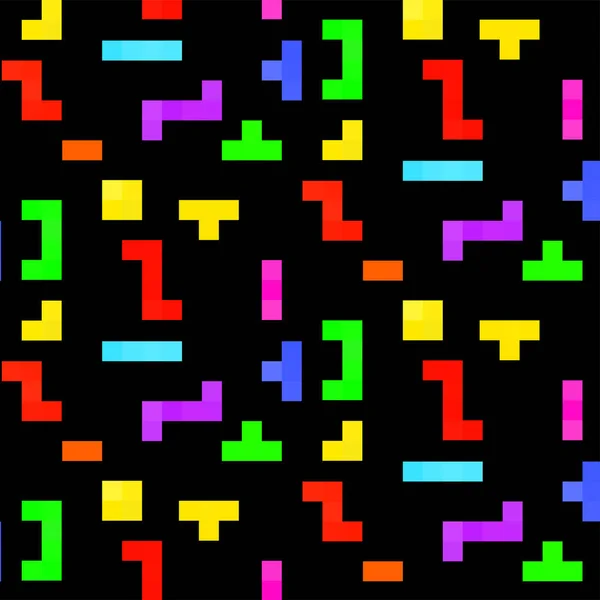 彩色抽象像素图标无缝图案的设计 古埃及矢量设计 复古电子游戏无缝模式 — 图库矢量图片