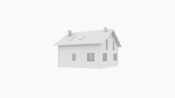 3Dホワイト住宅モデル無限の回転 郊外の自宅で3D図面 建築のテーマ — ストック動画