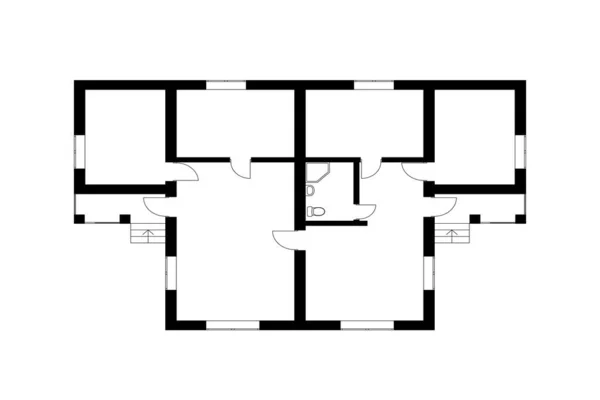 Schwarz Weiß Grundriss Einer Modernen Unmöblierten Wohnung Für Ihr Design — Stockvektor