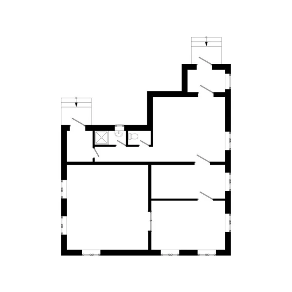 Schwarz Weiß Grundriss Einer Modernen Unmöblierten Wohnung Für Ihr Design — Stockvektor