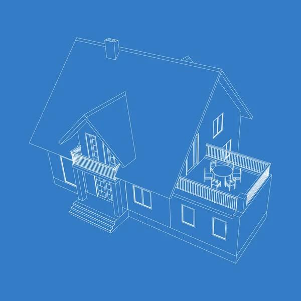 Modèle Maison Banlieue Dessin Bâtiment Moderne Chalet Isolé Sur Fond — Image vectorielle