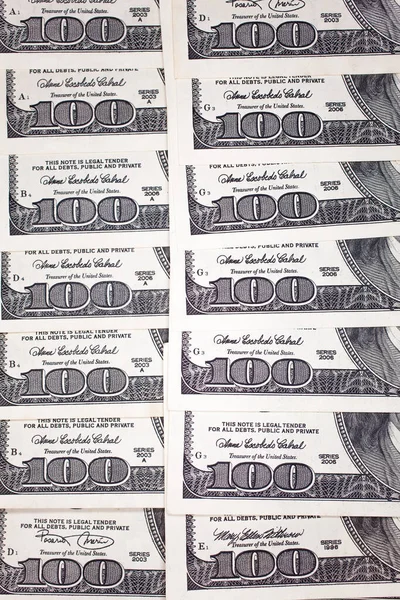 Τραπεζικά Χαρτονομίσματα Των 100 Δολαρίων — Φωτογραφία Αρχείου