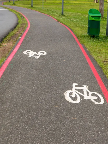 Bike Lane Πινακίδες Στους Δρόμους — Φωτογραφία Αρχείου