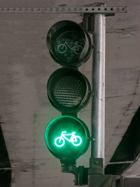 Grüne Ampel Für Radweg — Stockfoto