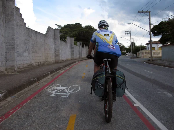 Ciclista Caminho Bicicleta — Fotografia de Stock