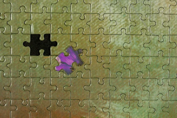 Zerlegtes Puzzle Mit Einem Letzten Falschen Teil Das Nicht Füllen — Stockfoto