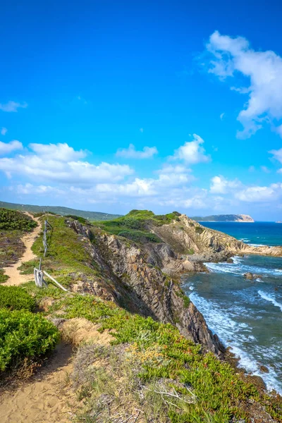 Road to scenic Mediterranean sea coast in Sardinia, Italy, Europe