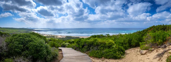 Road to scenic Mediterranean sea coast in Sardinia, Italy, Europe