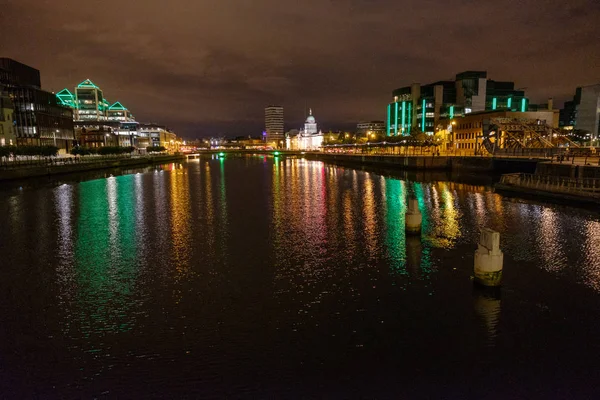 Vue Nocturne Ville Dans Irlande — Photo