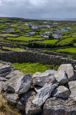 Çiftlik ve antik duvarlar, Beara Yarımadası, Cork, Irlanda Cumhuriyeti, Ingiliz Isles, Avrupa ile kırsal