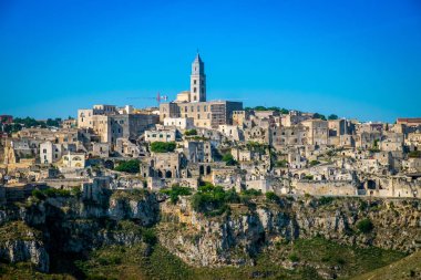 Cityscape Matera eski şehir bölgesinde Basilicata, İtalya 