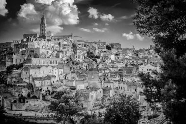 Cityscape Matera eski şehir bölgesinde Basilicata, İtalya 