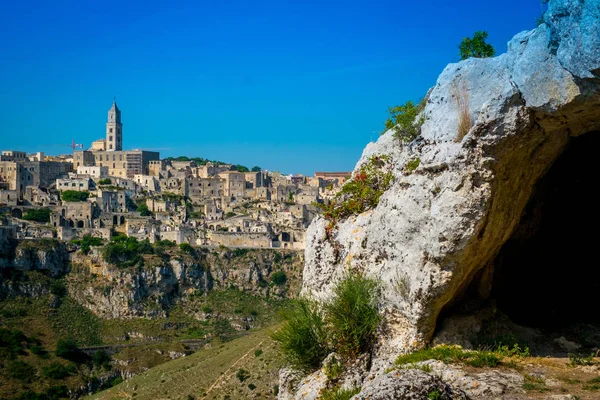 Міський Пейзаж Стародавнього Міста Matera Провінції Базиліката Італія — стокове фото