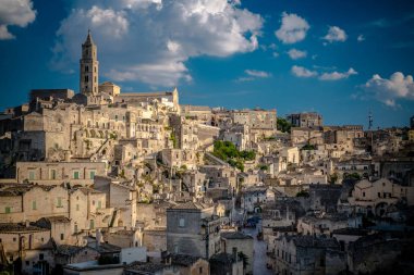Cityscape Matera eski şehir bölgesinde Basilicata, İtalya 