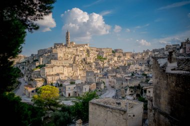Cityscape Matera eski şehir bölgesinde Basilicata, İtalya 