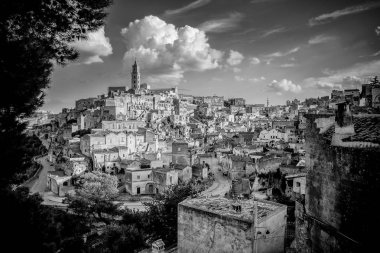Cityscape Matera eski şehir bölgesinde Basilicata, İtalya 
