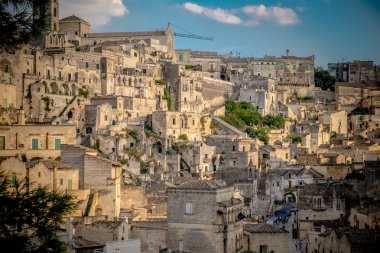 Cityscape Matera eski şehir bölgesinde Basilicata, İtalya 