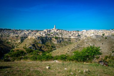 Cityscape Matera eski şehir bölgesinde Basilicata, İtalya 