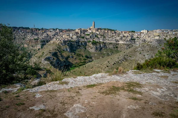 Cityscape Matera eski şehir bölgesinde Basilicata, İtalya 