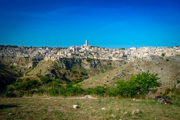 Panoráma Města Starověkého Města Matera Regionu Basilicata Itálie — Stock fotografie