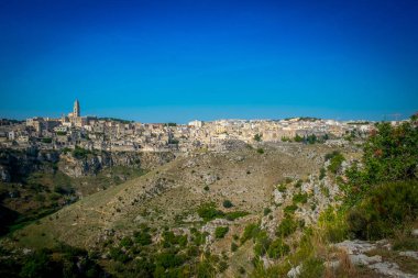 Cityscape Matera eski şehir bölgesinde Basilicata, İtalya 