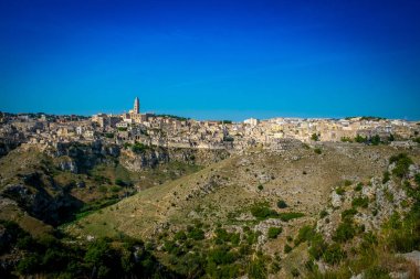 Eski kale Matera antik kenti Basilicata, İtalya 