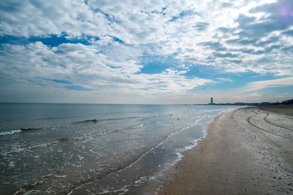 Vista Sobre Playa Con Mar Cielo Salino Italia —  Fotos de Stock