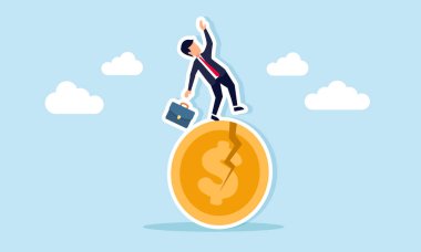 Bozuk paranın üzerinde duran işadamı enflasyonun neden olduğu dengesiz ekonominin dengesini kaybediyor